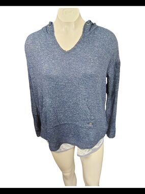 Roxy Heathered Blue V-Neck Hooded Pullover